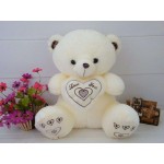 Cute 18 Inch White Teddy Bear holding Love You Heart